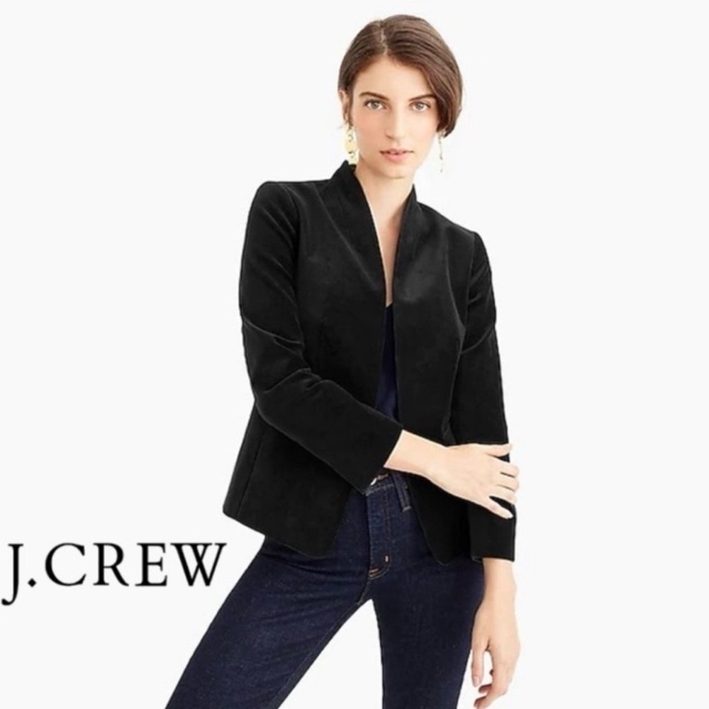 J Crew 365 Jacket Women 22 Going Out Blazer Preppy Whimsigoth Velvet Black K2627